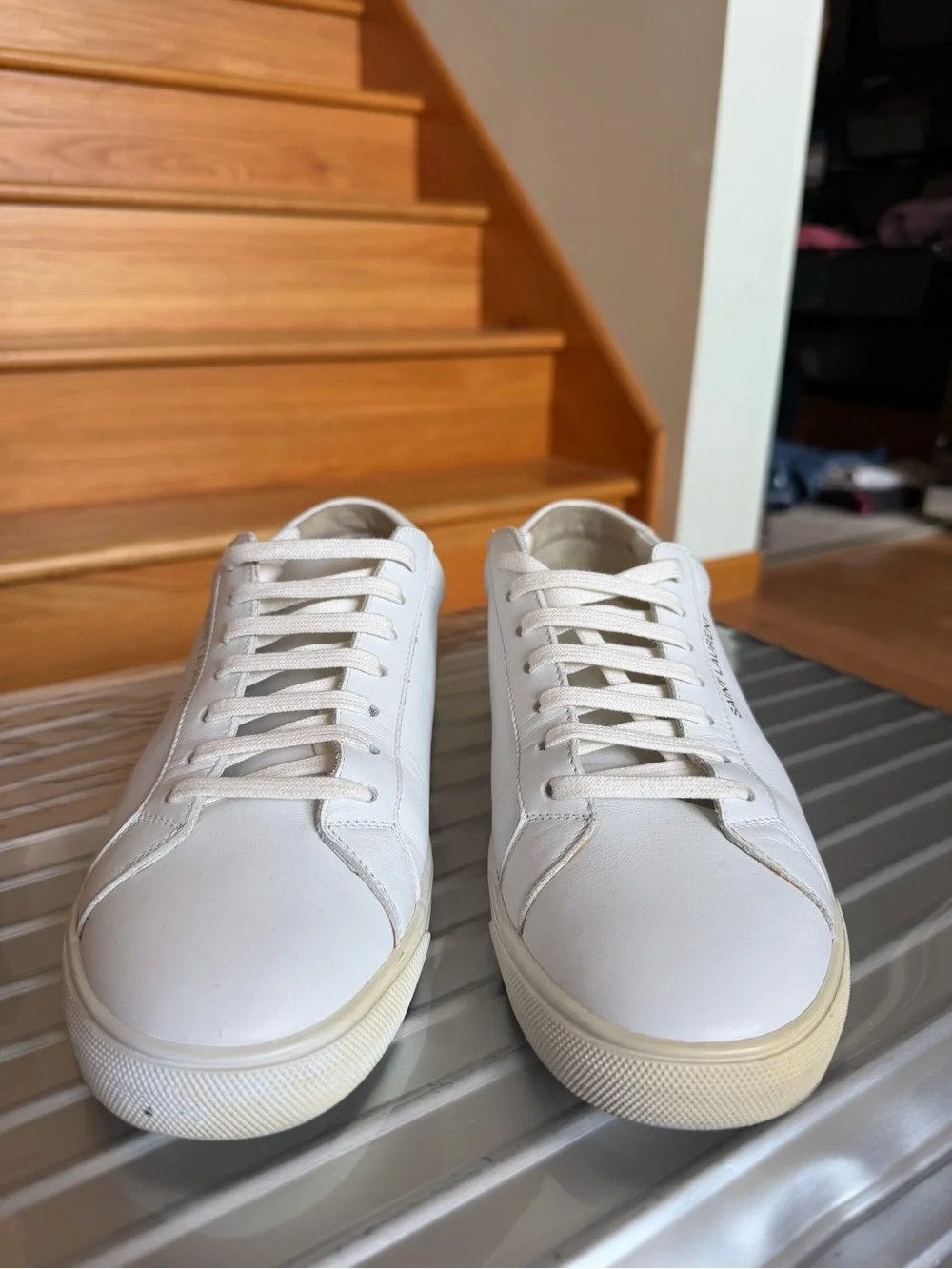*Andy Sneakers*Saint Laurent White Leather Low-Top Sneakers